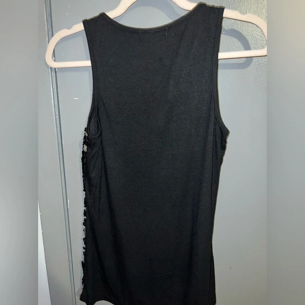 Dressbarn sequin black and silver party sleeveless top. - Picture 5 of 5